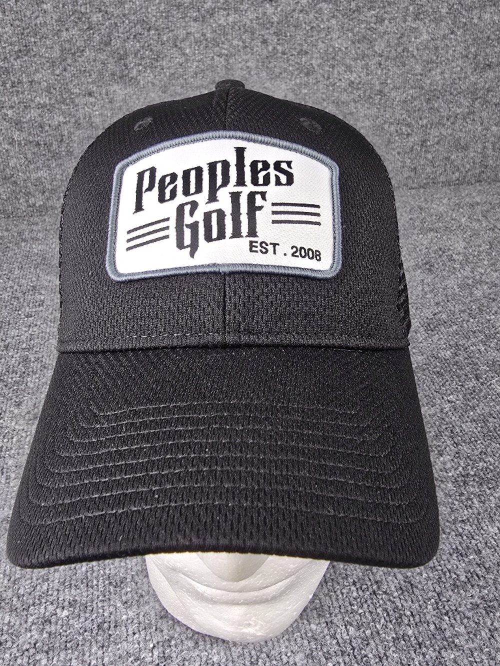Peoples Golf Est. 2008 Black Trucker Mesh Golf Hat Cap Snapback